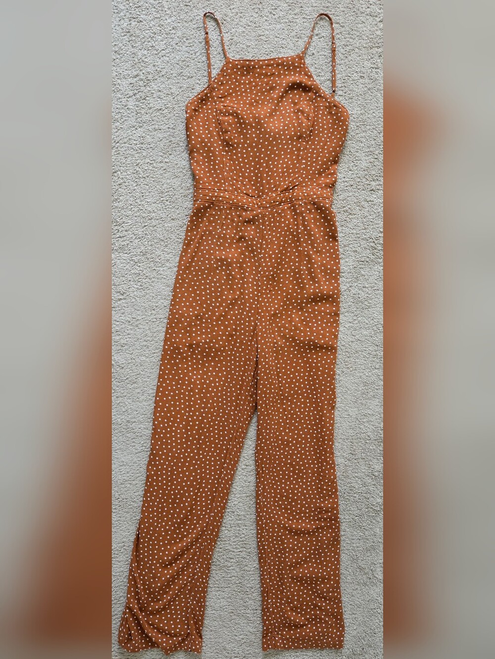 Abercrombie & Fitch Rust Polka Dot Tie Back Jumpsuit Size M